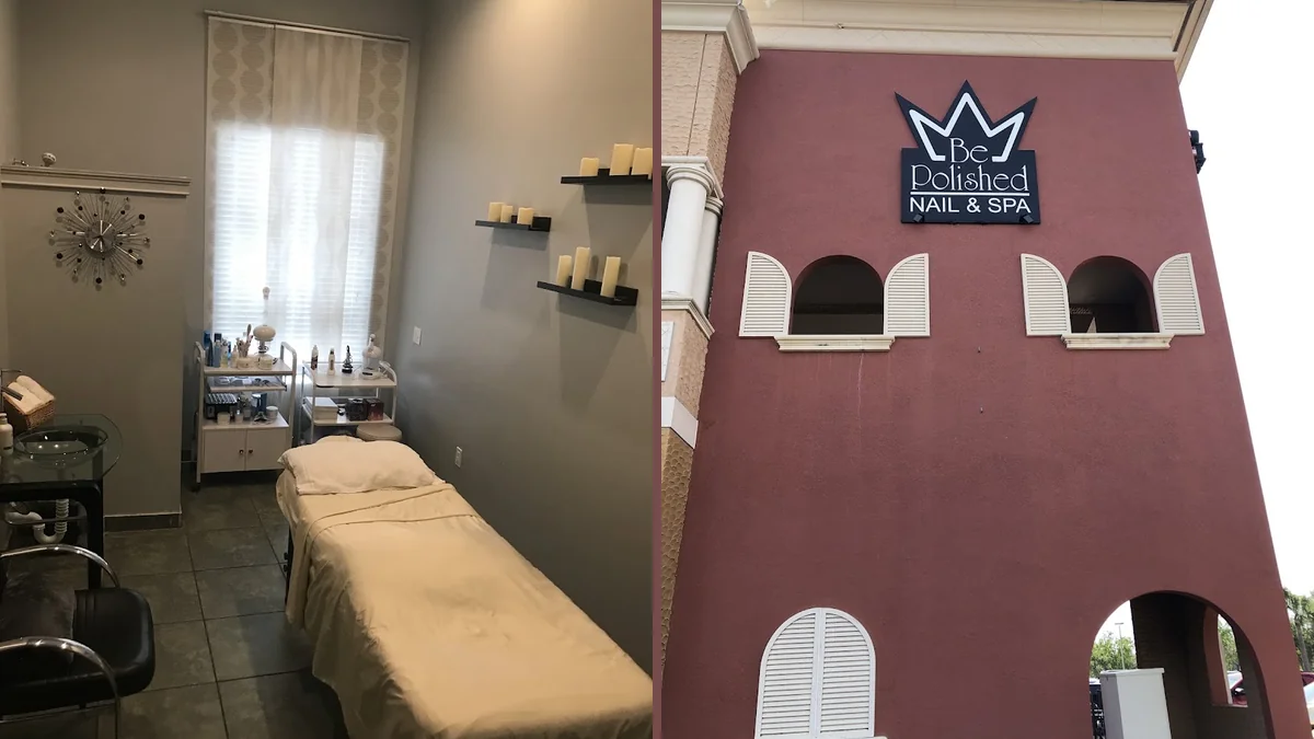 Manicured nails on a salon table.