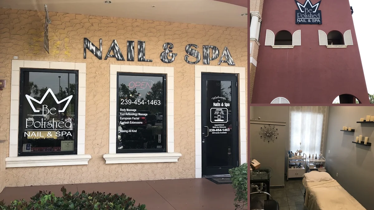 Manicured nails on a salon table.
